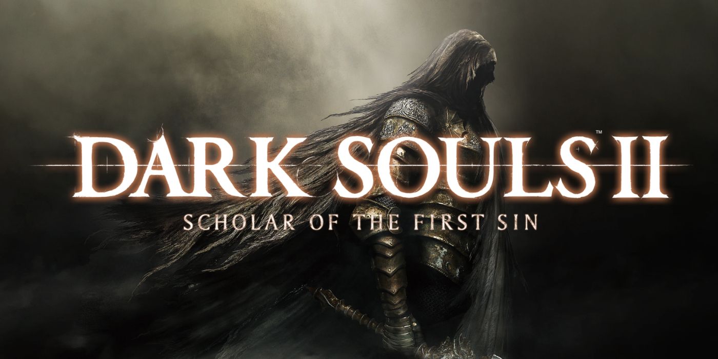 Dark Souls II: Scholar of the First Sin key art featuring an armor-clad Forlorn.