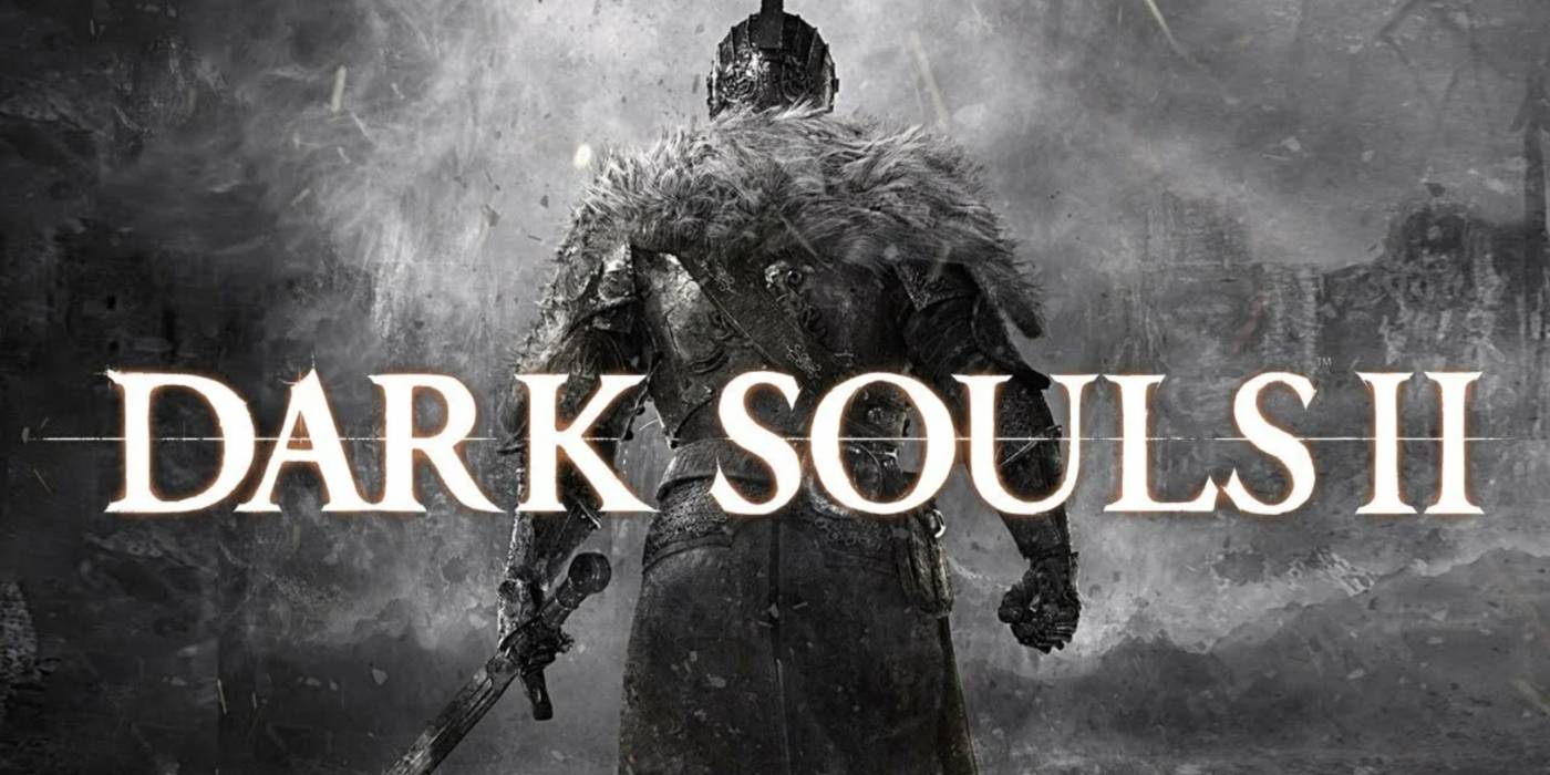 Arte chave de Dark Souls II com o Portador da Maldição blindado de costas.