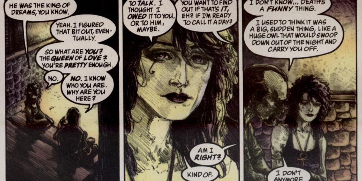 Death and Hob Gadling talking from the Sandman comics.