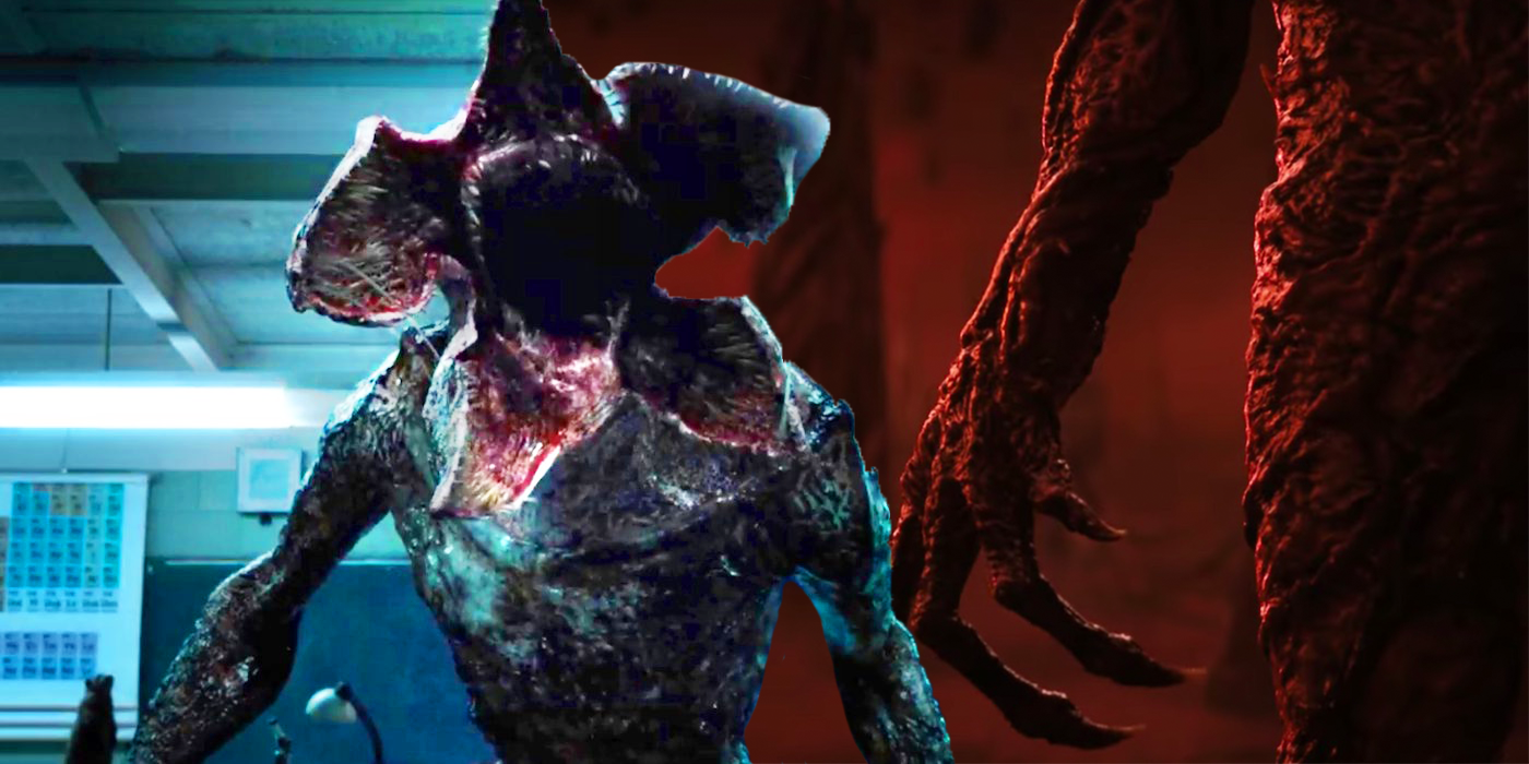 A Stranger Things Demogorgon on a background of the Upside Down