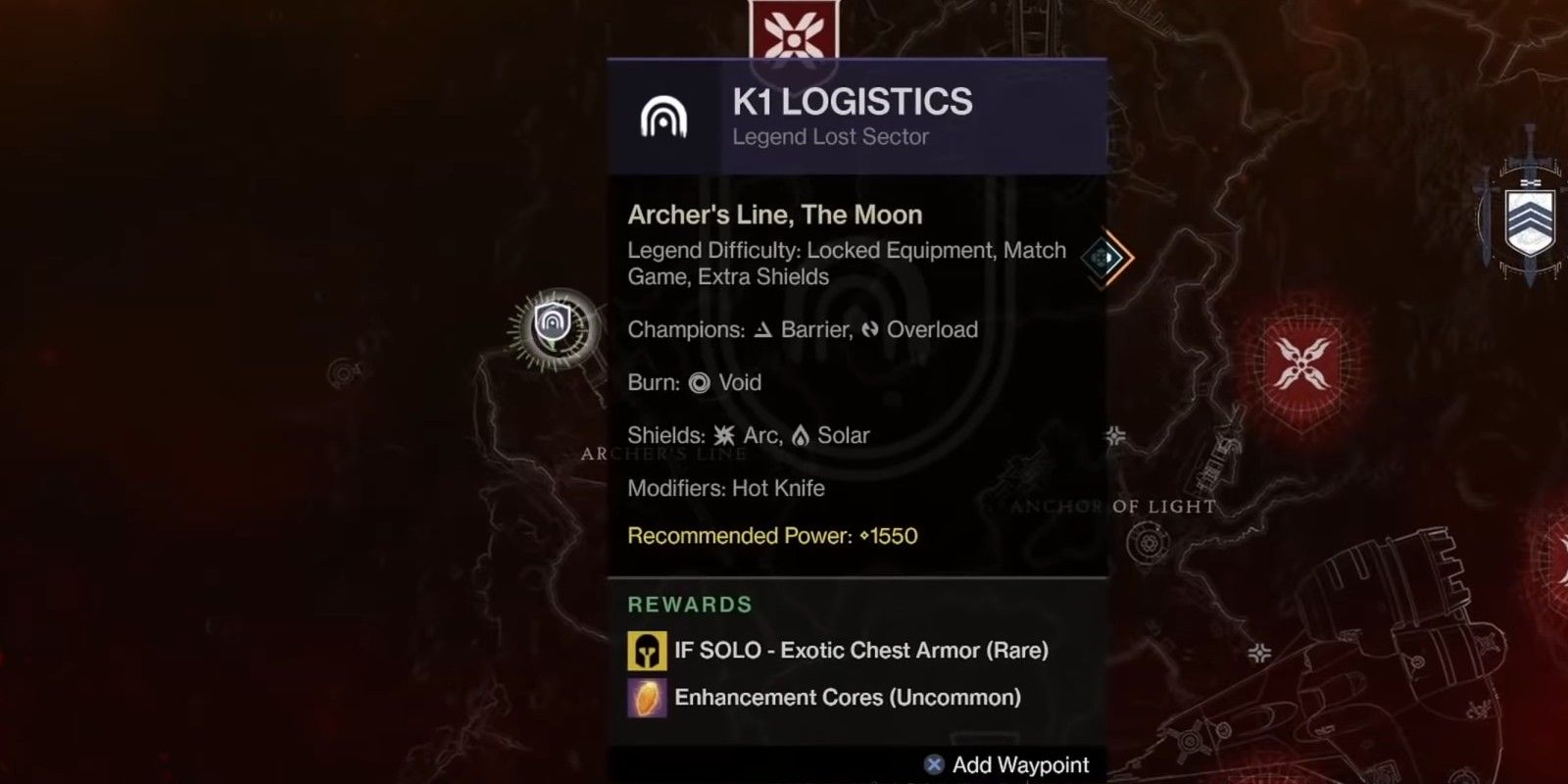 Destiny 2 K1 Logistics Legend Master Lost Sector Guide