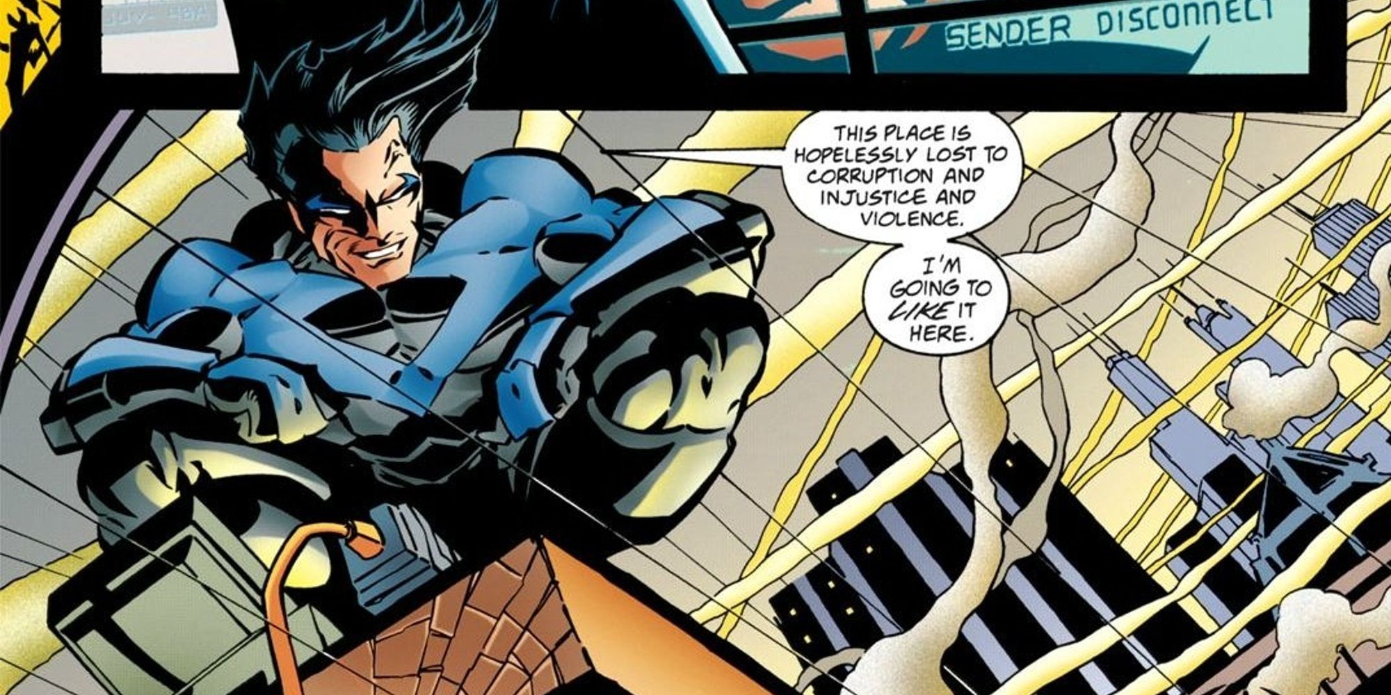 Dick Grayson commenting on the city in Nightwing A Knight In Blüdhaven