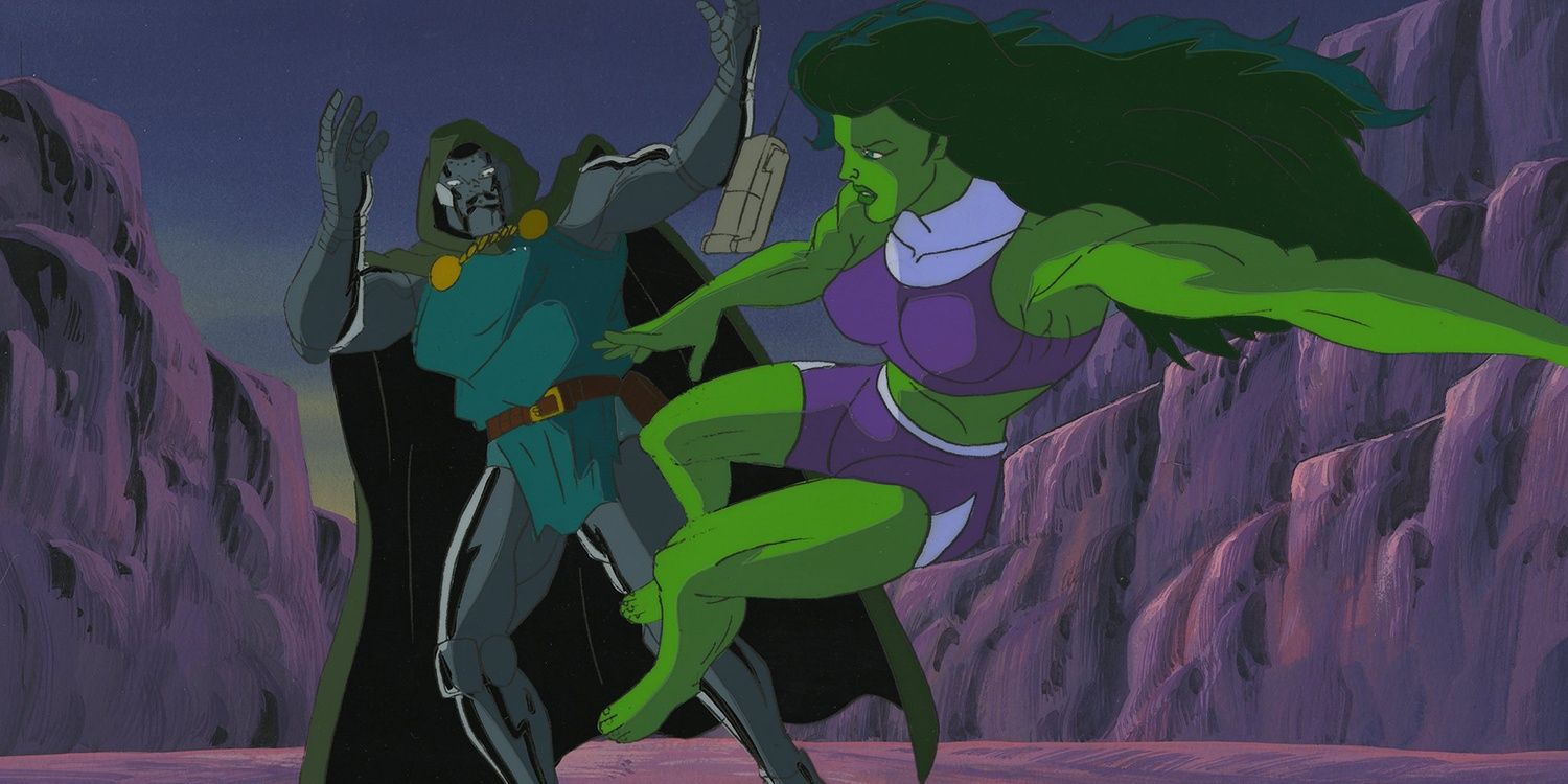 Doctor Doom fights She-Hulk in Fantastic Four