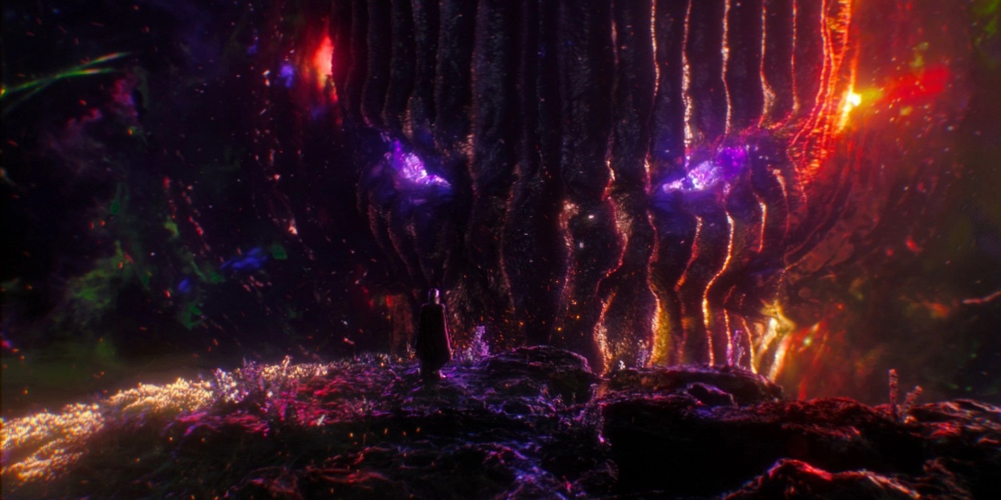 Doctor Strange confronts Dormammu in the Dark Dimension in Doctor Strange (2016).