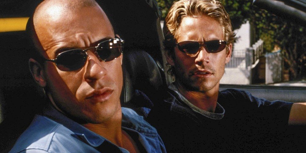 Dom and Brian in a car in The Fast and the Furious