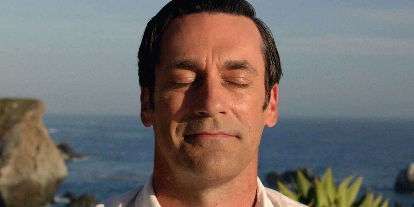 Don Draper looking at peace in the Mad Men finale