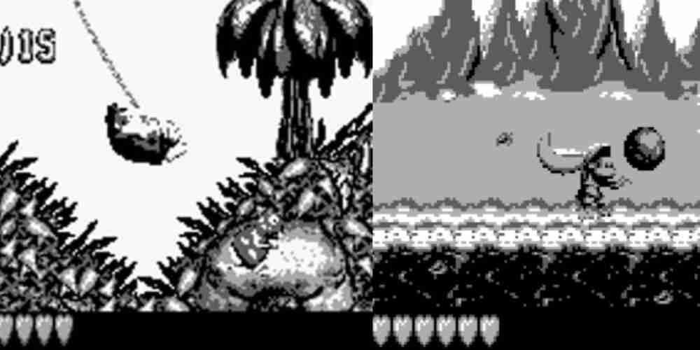 Donkey Kong Land 1 à esquerda e 2 à direita.  Ambos são títulos de Game Boy de ótima aparência.
