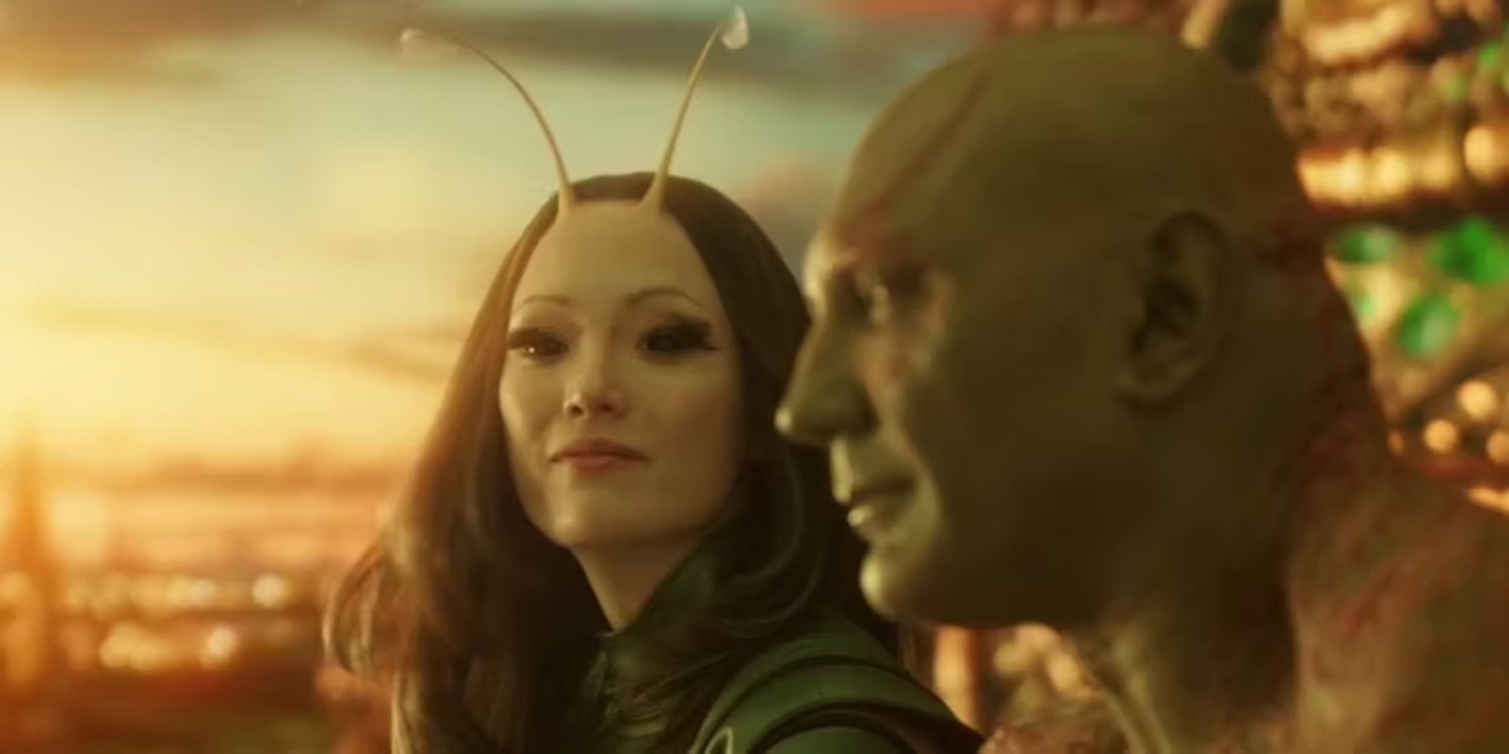 Drax en Mantis praten over zijn dochter