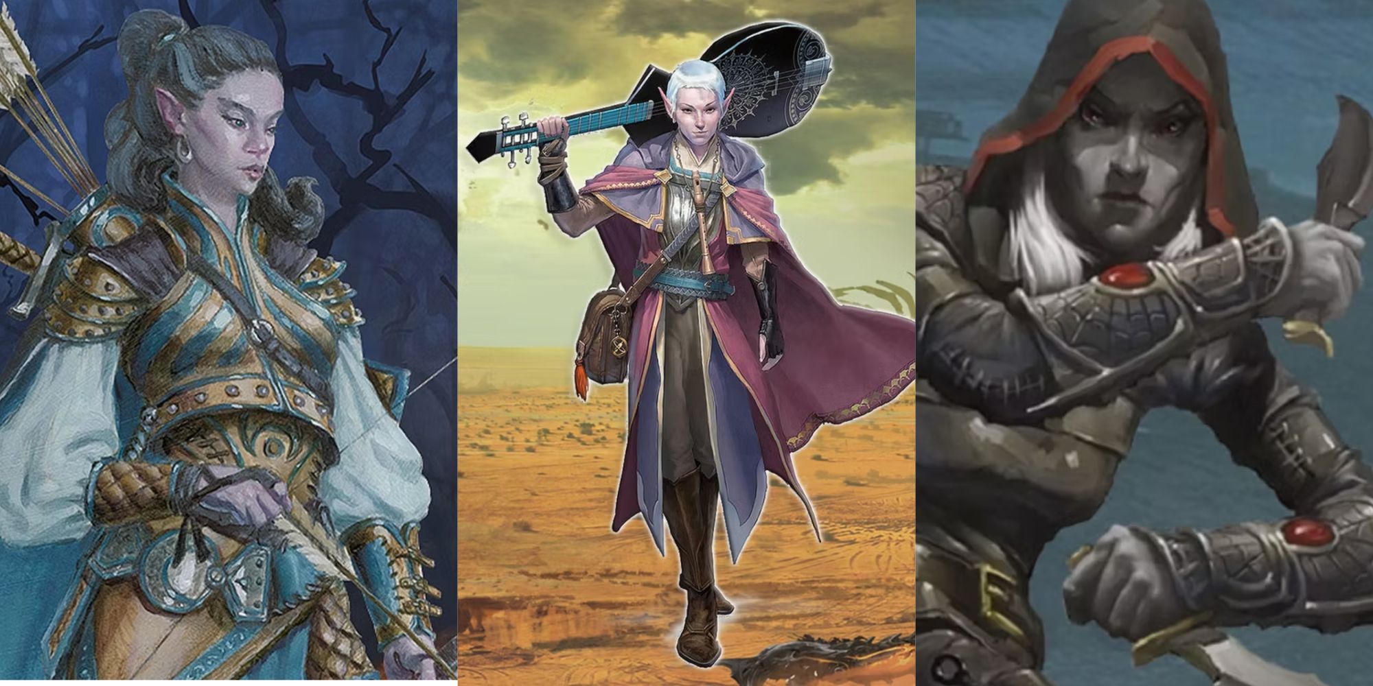 A split image of Dungeons & Dragons character art.