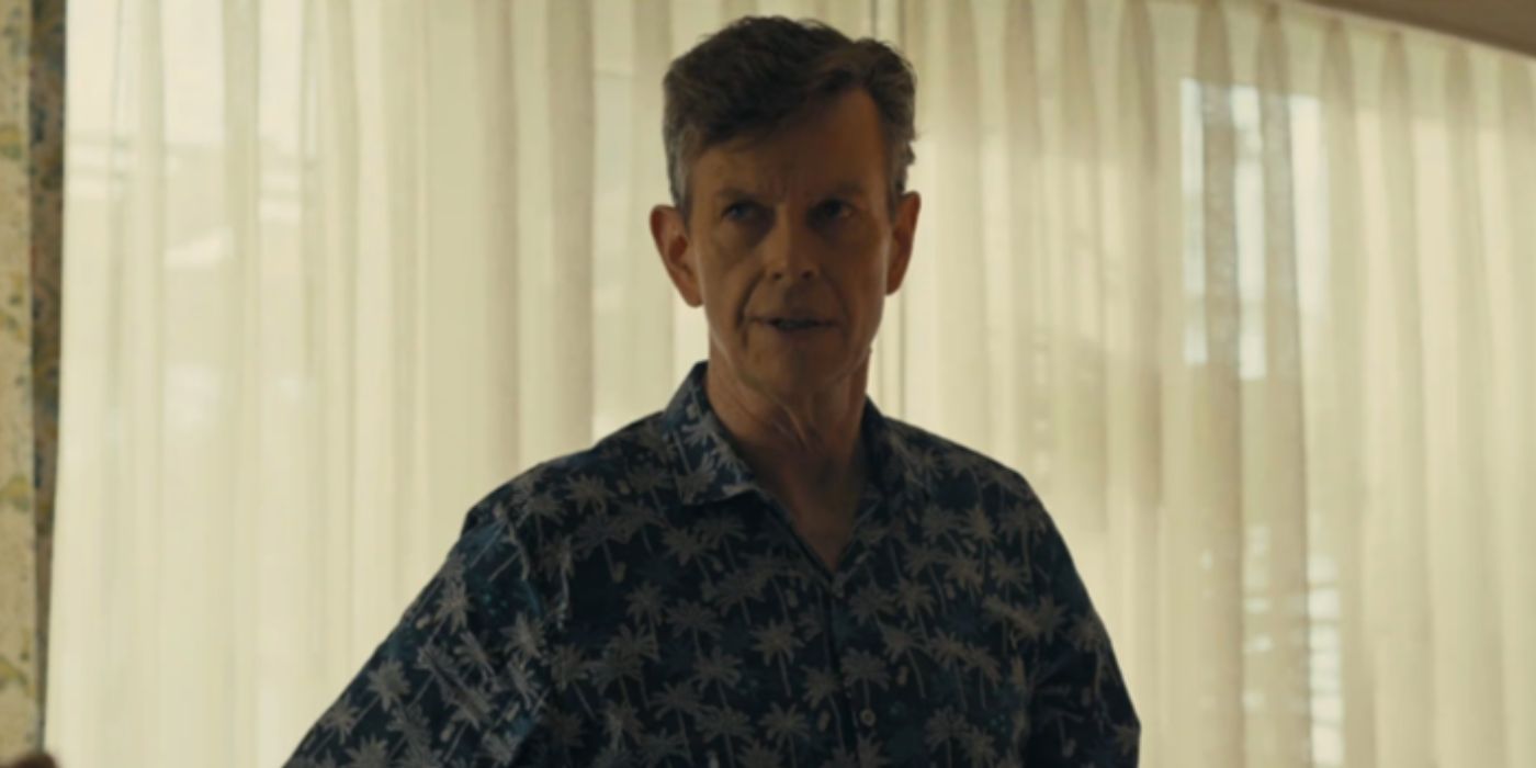 Carl looking at something off-camera in The Resort.