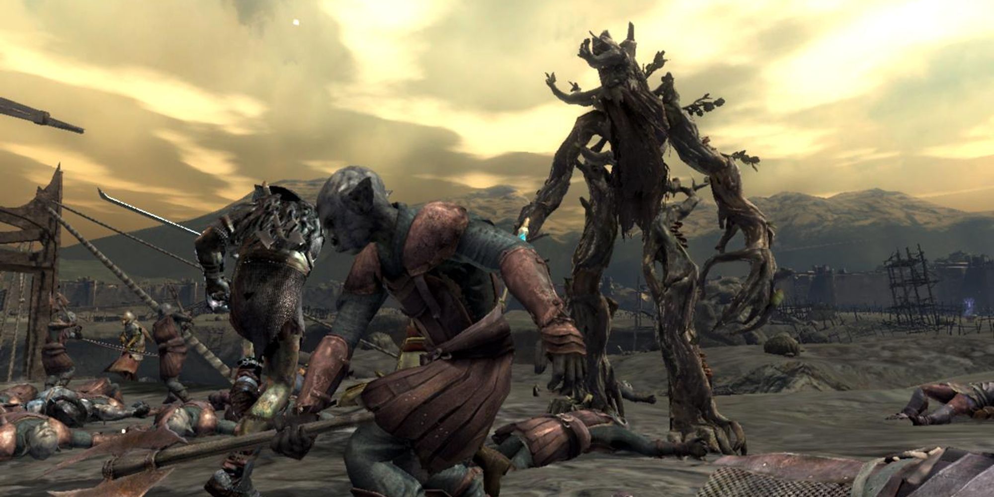 Ent fighting orcs in gameplay on The Lord Of The Rings Conquest
