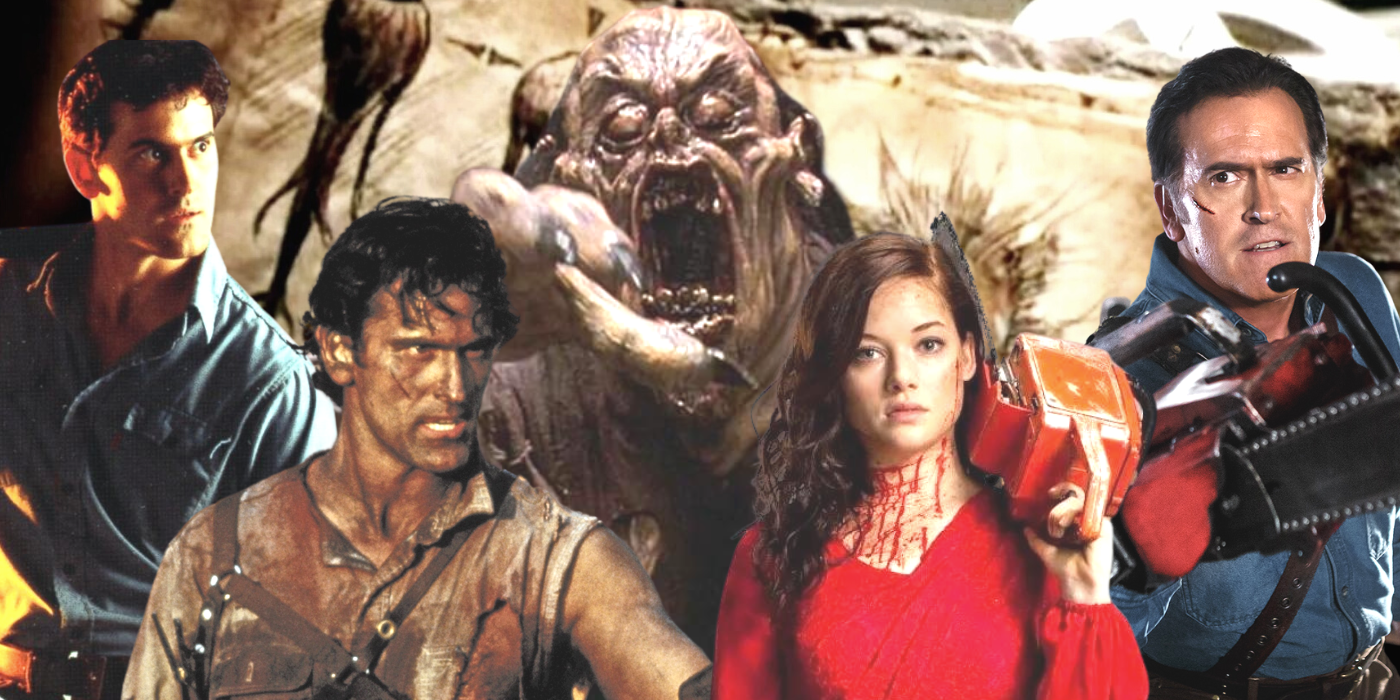 Bruce Cambell's Ash In Different Evil Dead Movies And Jane Levy In The Evil Dead Remake