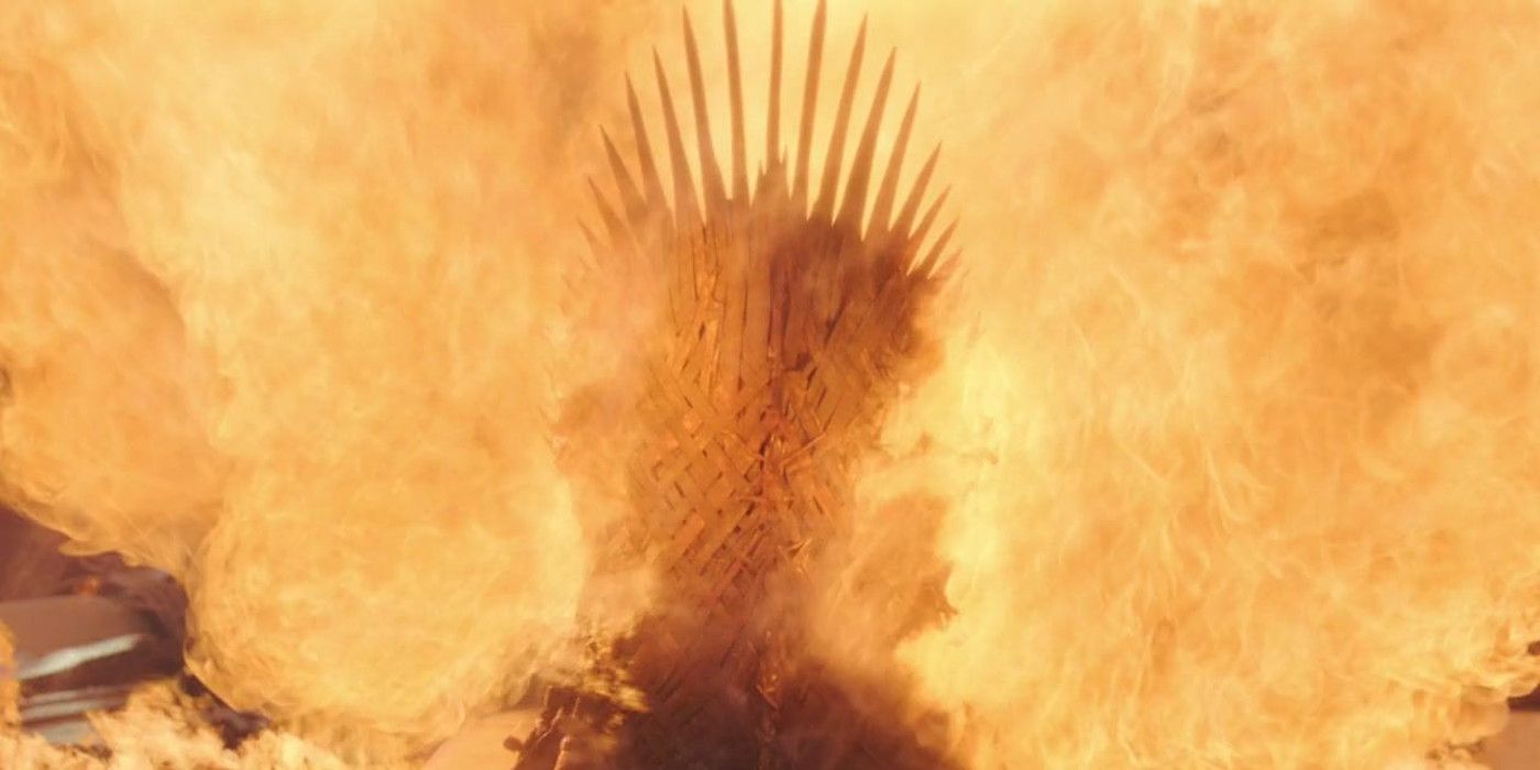 Um trono feito de espadas é envolto em chamas na 8ª temporada de Game of Thrones
