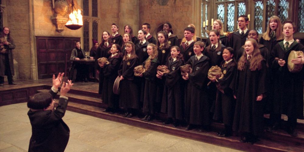Flitwick conducting Hogwarts choir