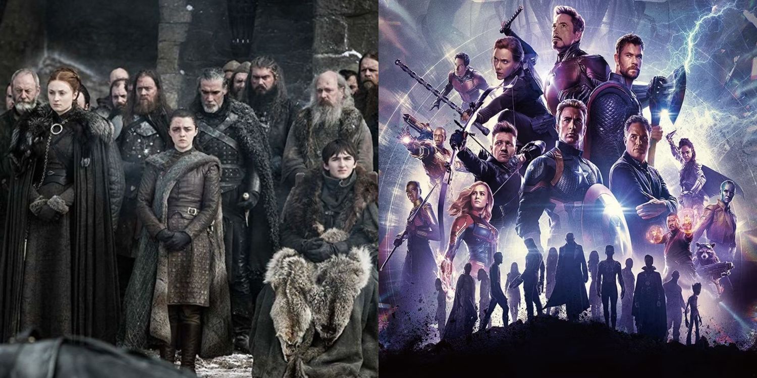 Split Image of Game of Thrones Cast and MCU