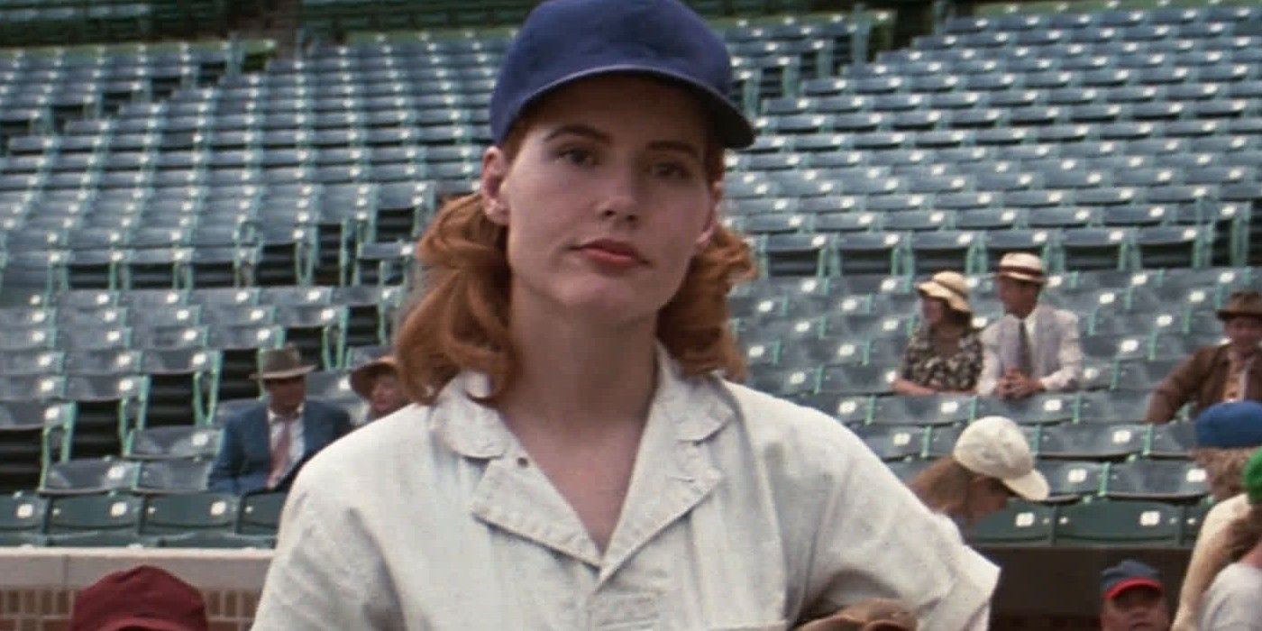 Dottie on the baseball field in A League of Their Own.