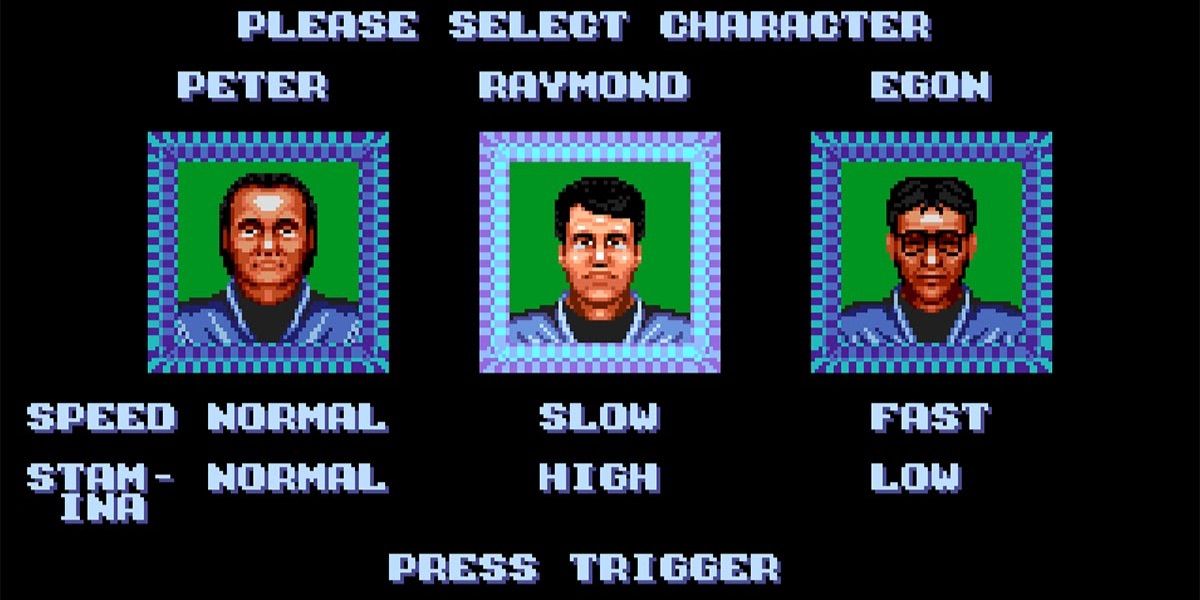 The character select screen from Ghostbusters 1990