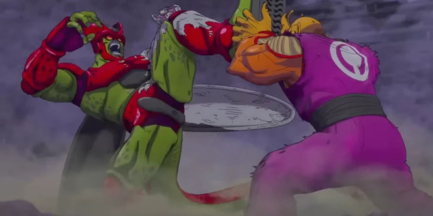 Giant Orange Piccolo fights Cell Max in Dragon Ball Super: Super Hero
