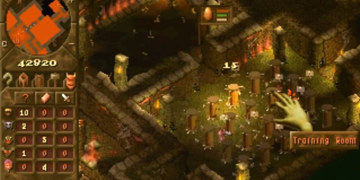 An overhead view of the dungeon from Dungeon Keeper