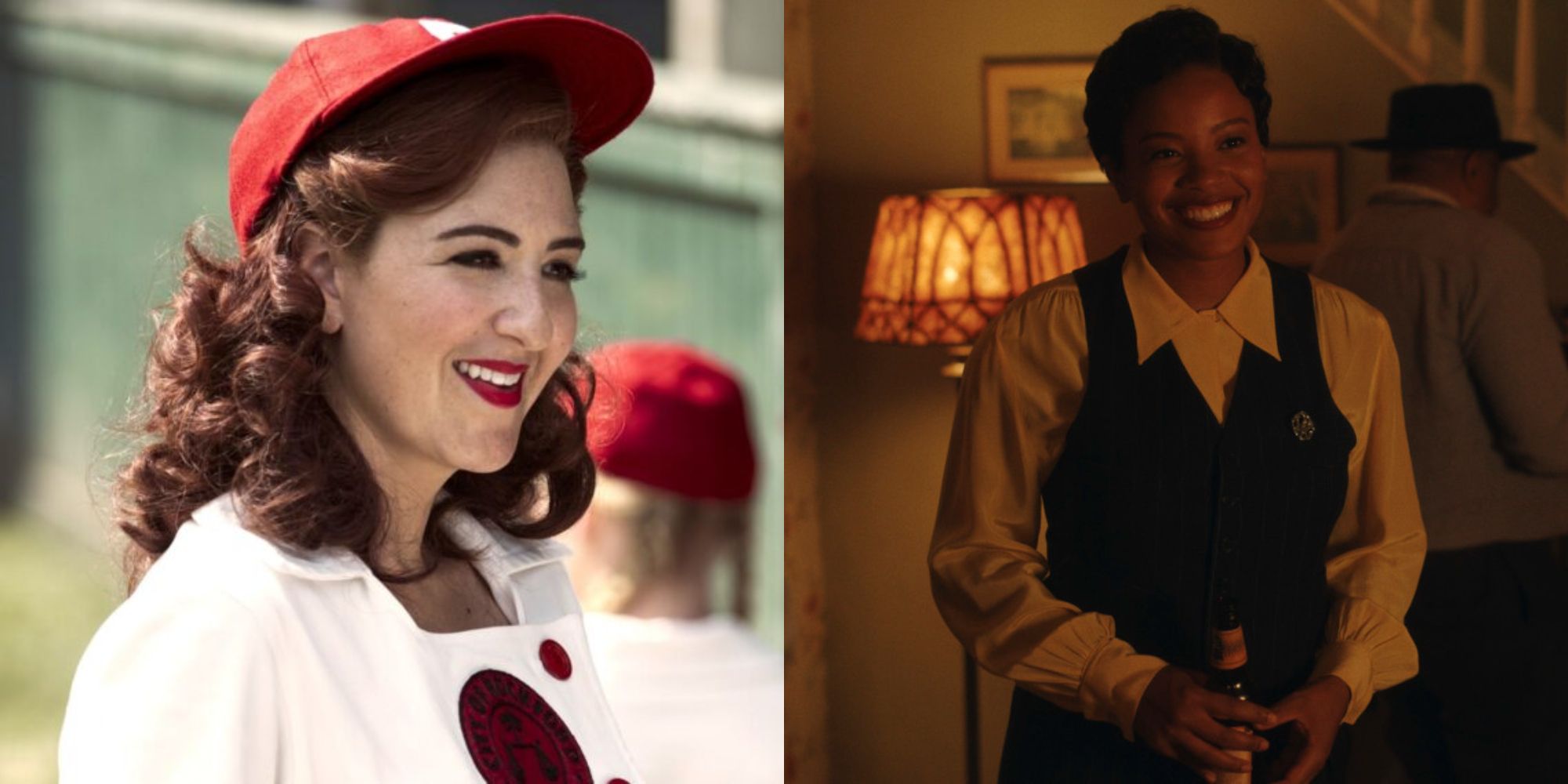 Split image showing Greta and Max in A League of Their Own.