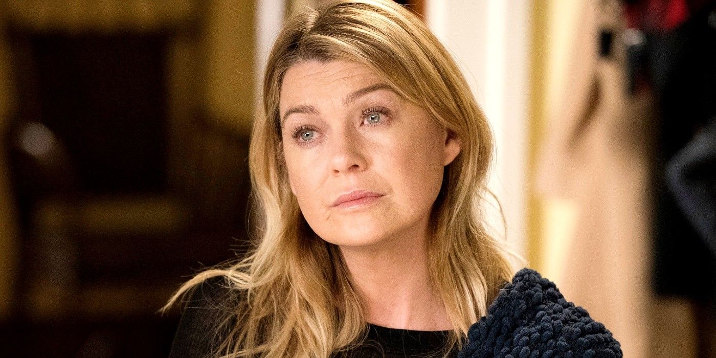Meredith Grey looking serious on Grey's Anatomy