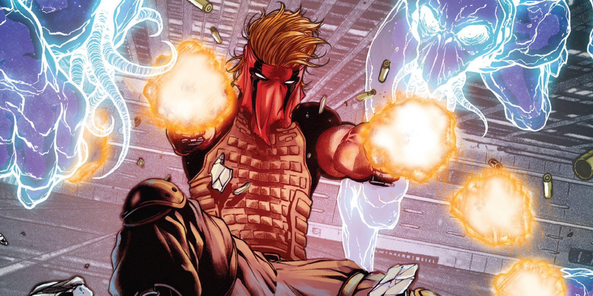 Grifter fires his guns in DC Comics