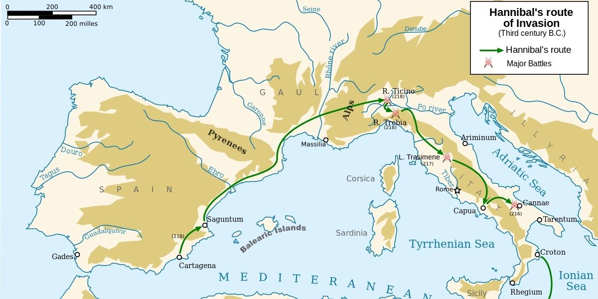 Hannibal's route of invasion
