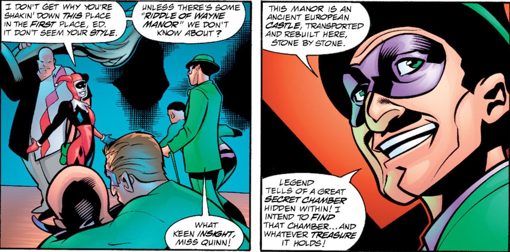 Harley Quinn Riddler Wayne Manor Batcave Riddle DC Comics
