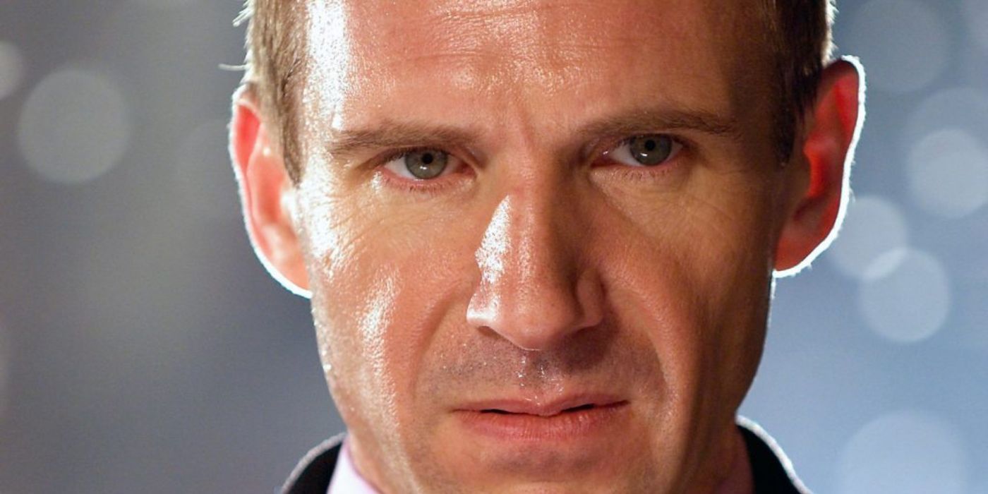 Close up on Ralph Fiennes' face as Harry Waters In Bruges