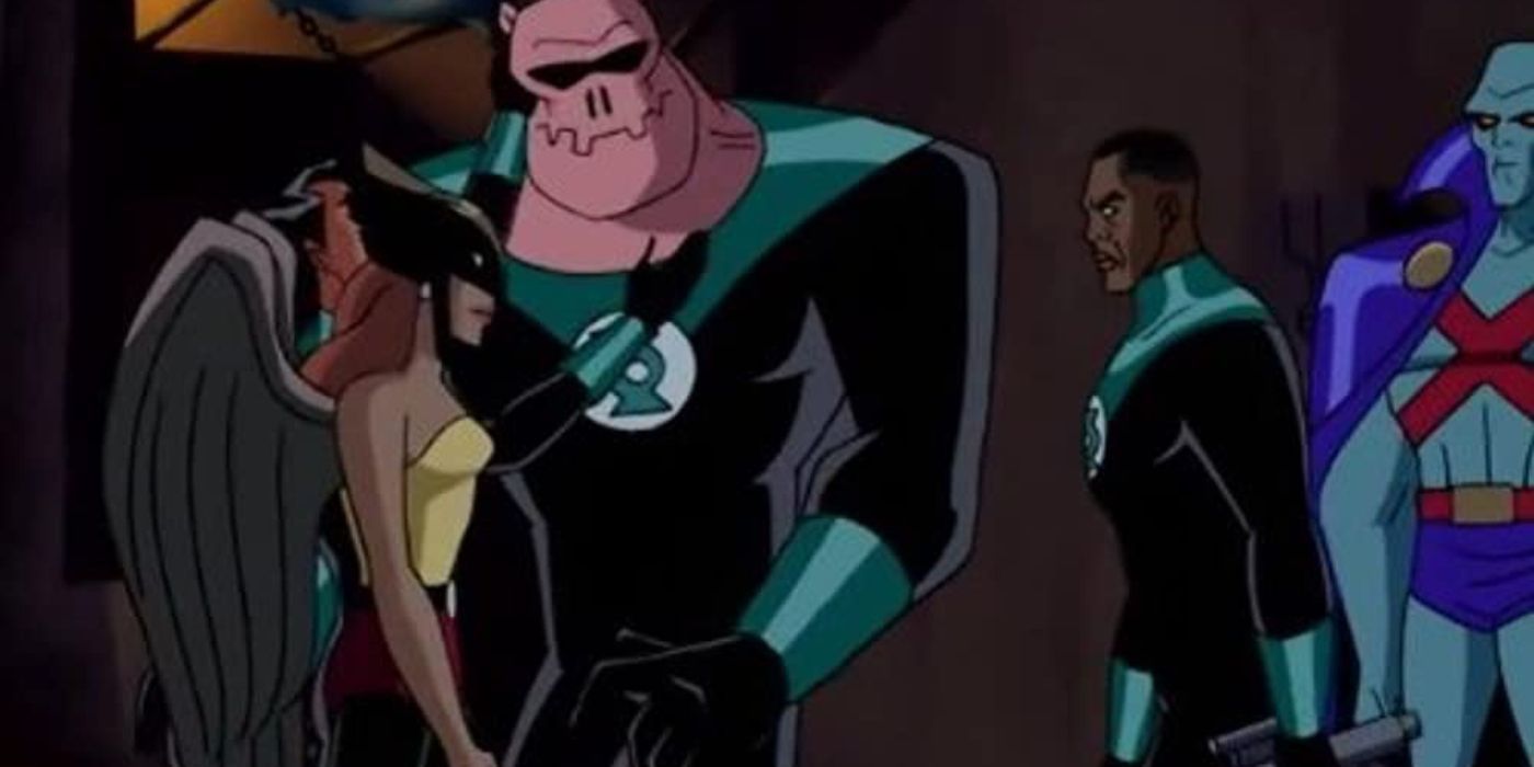 Mulher-Gavião e Lanterna Verde conversando em Liga da Justiça.