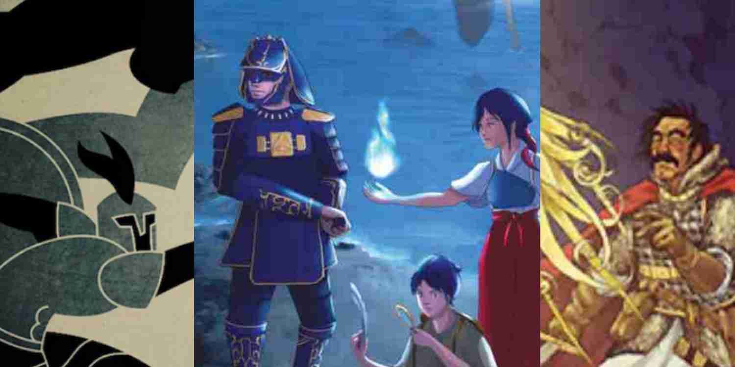 A triple cut shot of three different Tabletop RPGs based off myth and folk lore.