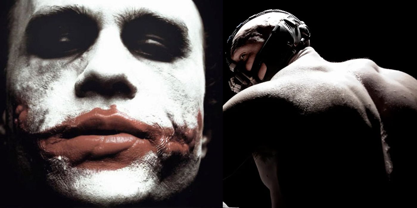 Heath Ledger as the Joker and Tom Hardy as Bane