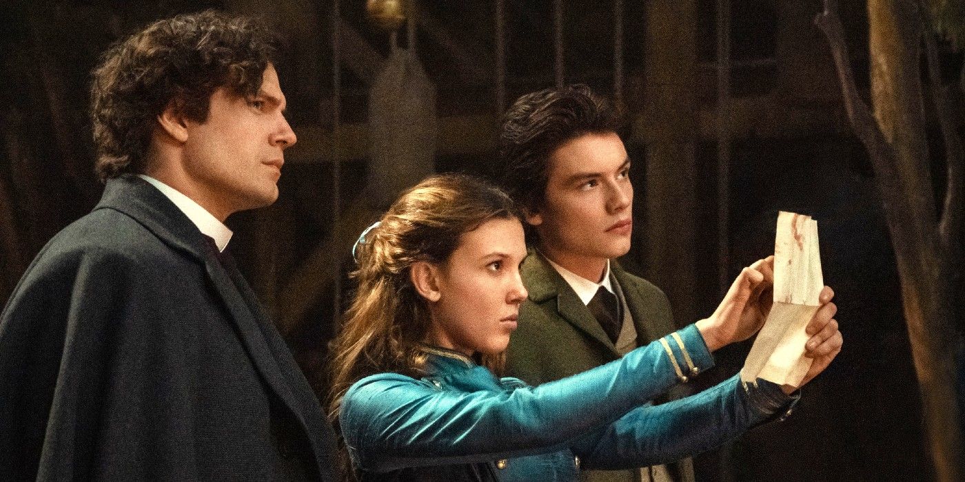 Henry Cavill, Millie Bobby Brown, Louis Partridge in Enola Holmes 2