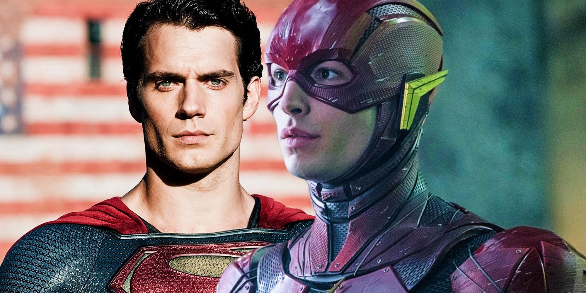 Henry Cavill as Superman in Man of Steel and Ezra Miller as Flash in Justice League