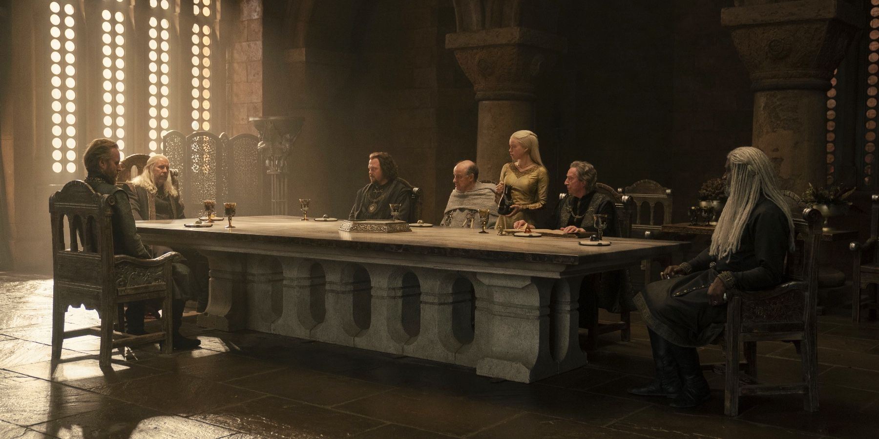 King Viserys Targaryen's Small Council in House of the Dragon
