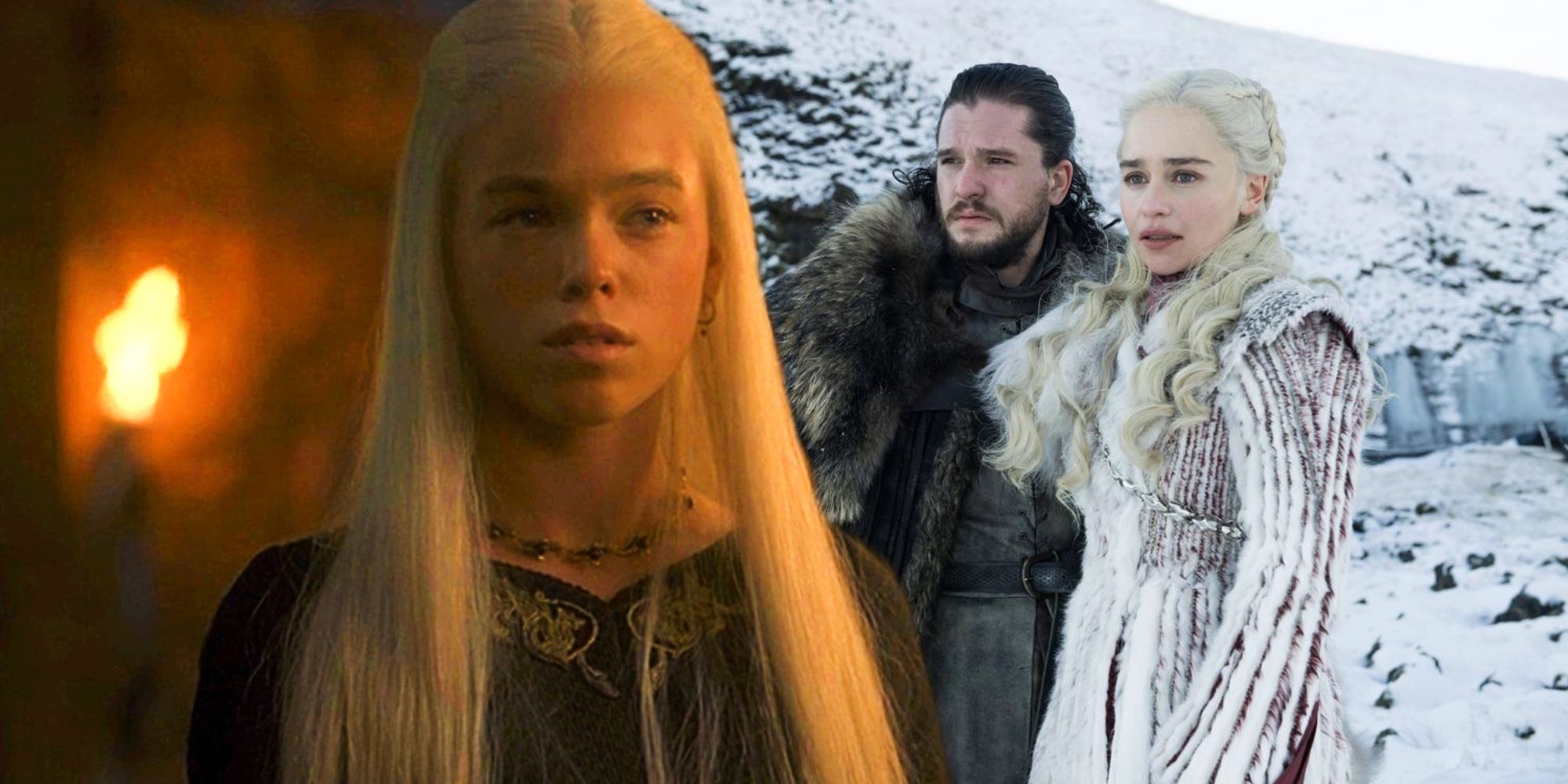 HOTD's Young Rhaenyra Targaryen with GOT's Jon Snow and Daenerys Targaryen