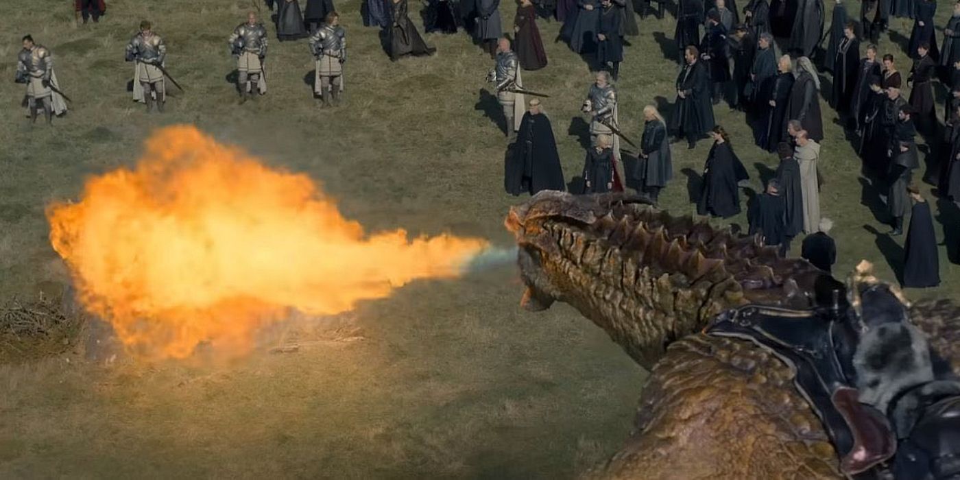 House of the Dragon Syrax using fire in the funeral pyre scene