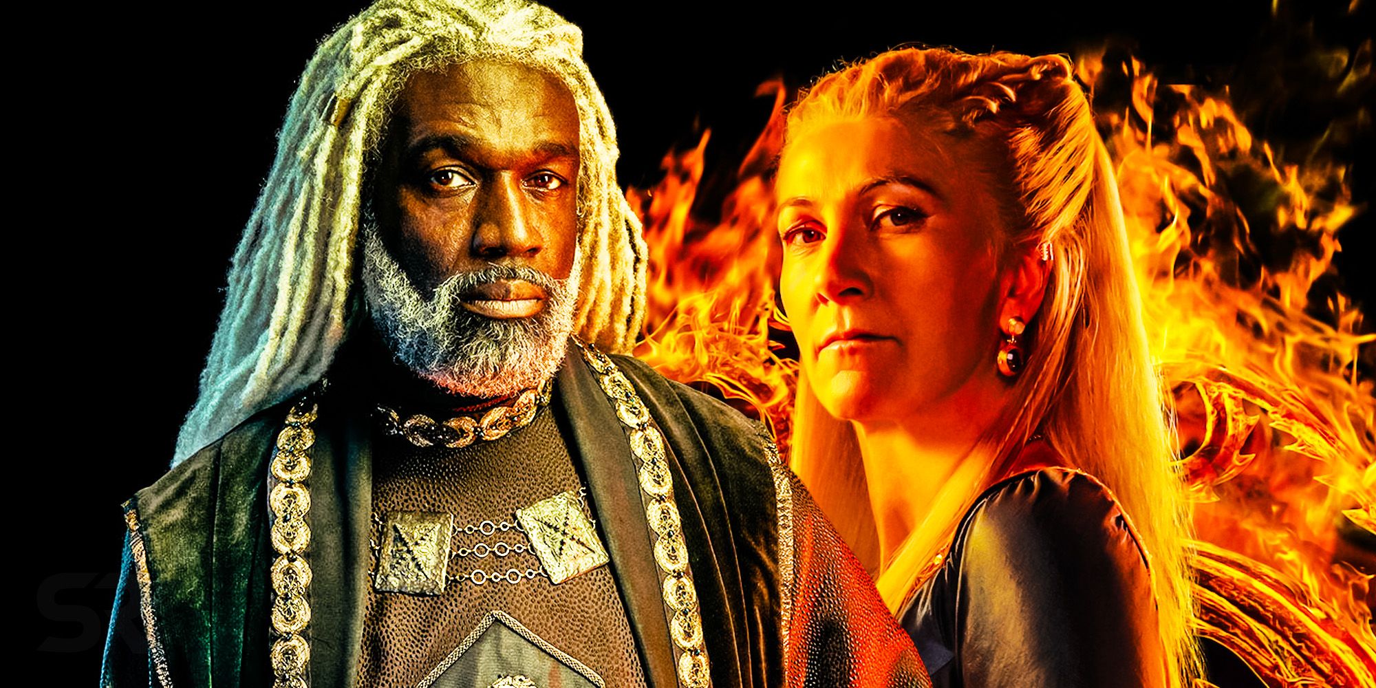 Steve Toussaint as Corlys Velaryon and Eve Best as Rhaenys Targaryen in House of the Dragon