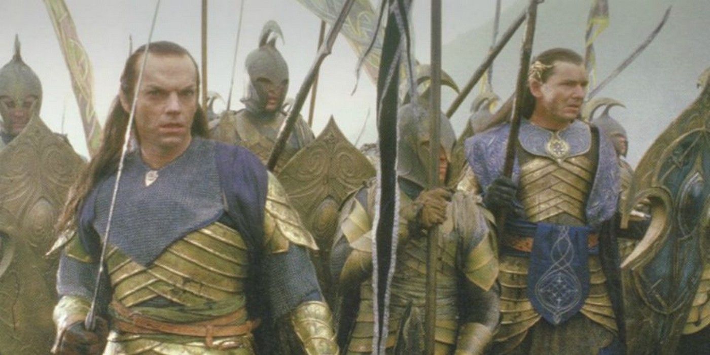 Hugo Weaving as Elrond and Mark Ferguson as Gil Galad in Lord of the Rings