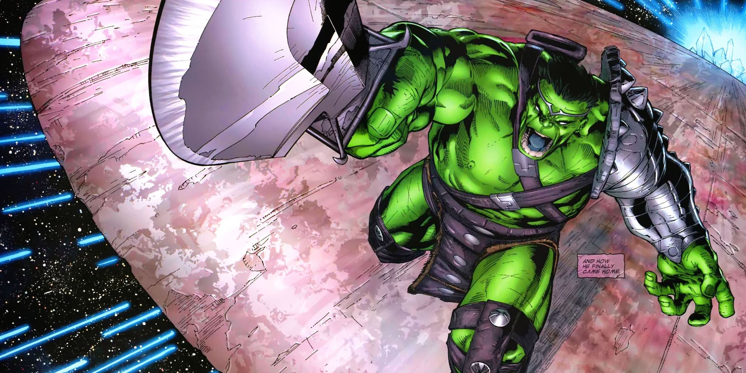 Hulk jumps above Planet Sakaar in Marvel comics