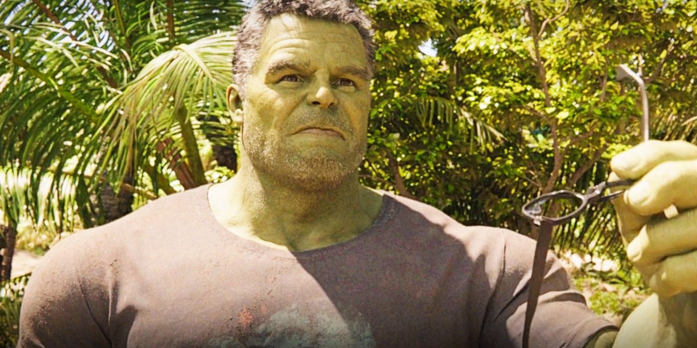 Hulk holding his broken glasses