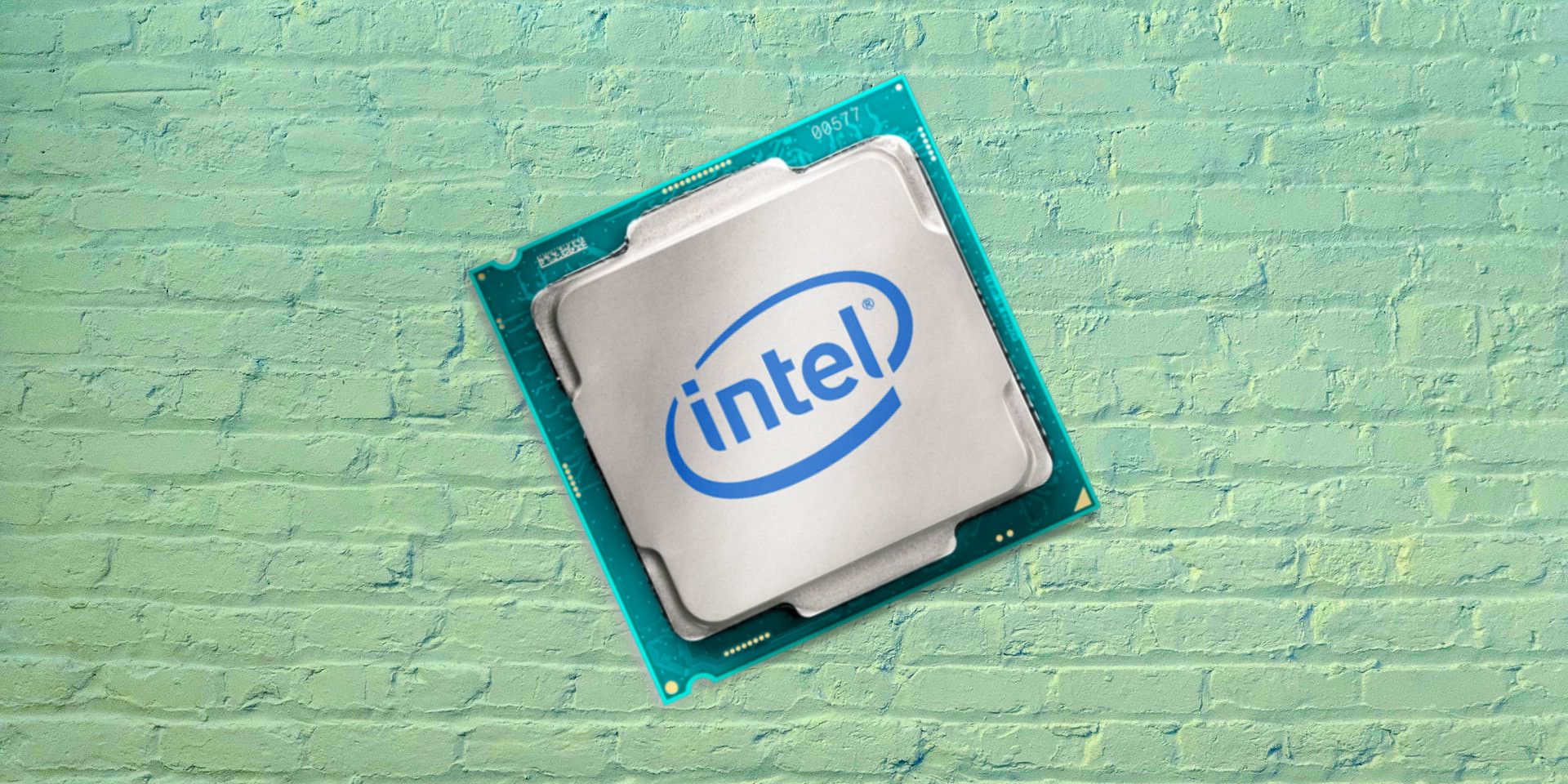 Intel chip on brick background