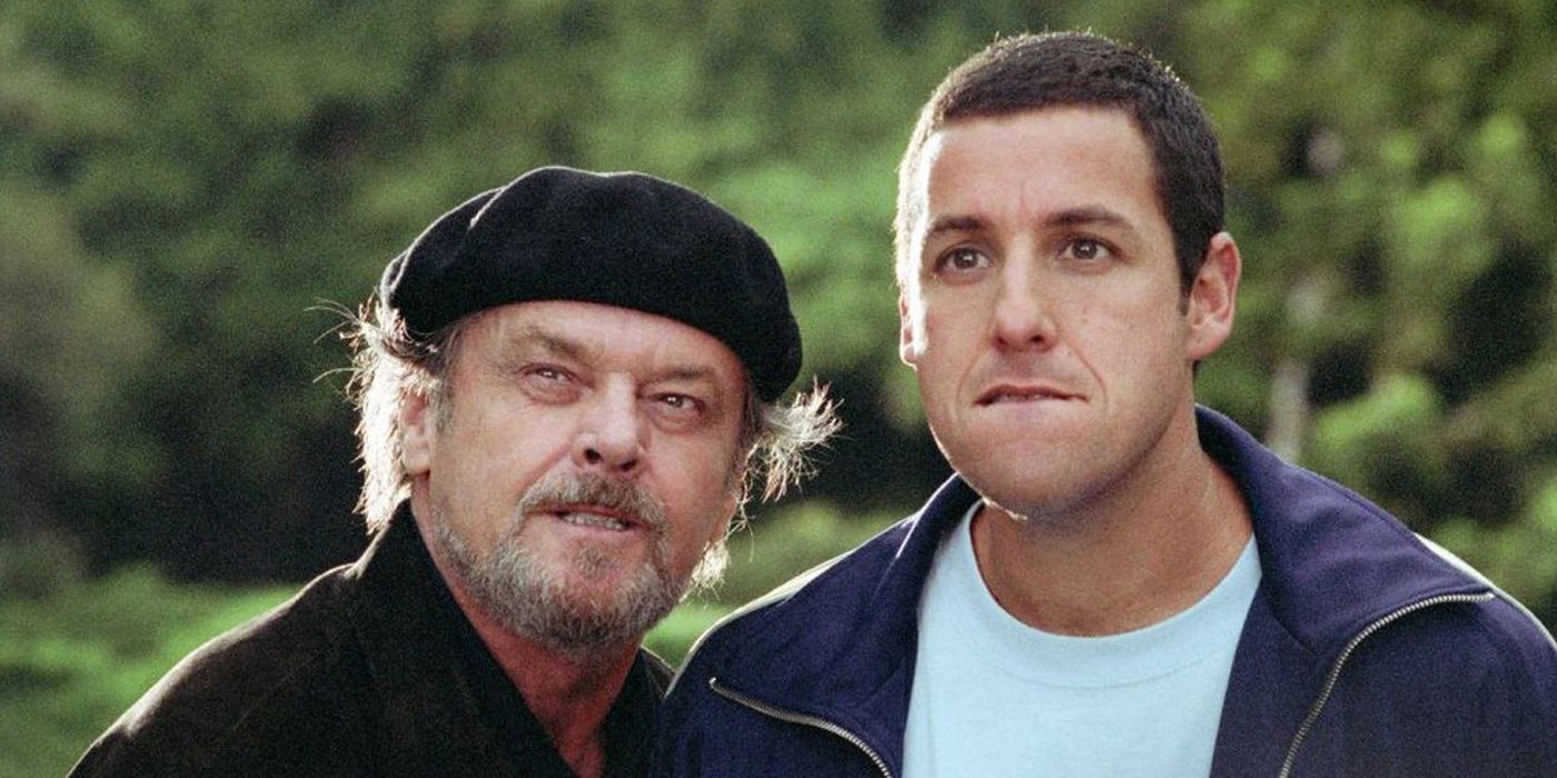 Jack Nicholson and Adam Sandler look angry in a monestary in Anger Management