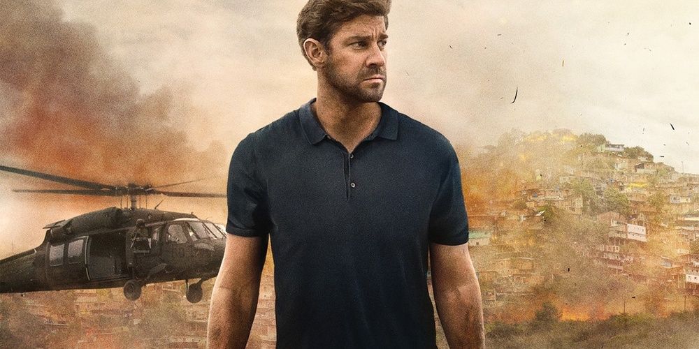 Jack Ryan walking around an explosion