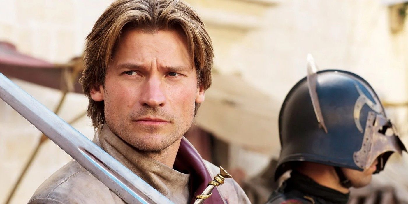 Jaime Lannister with a sword over his shoulder in Game of Thrones