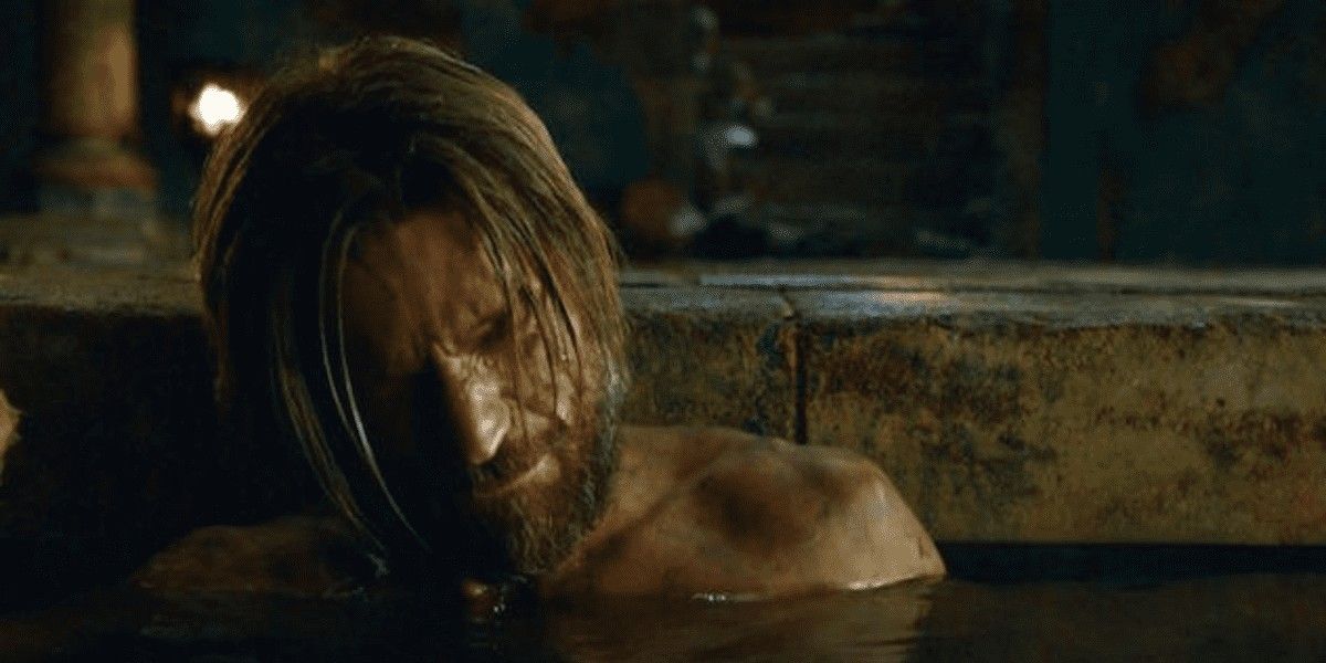 Jaime Lannister in a bath in Game of Thrones