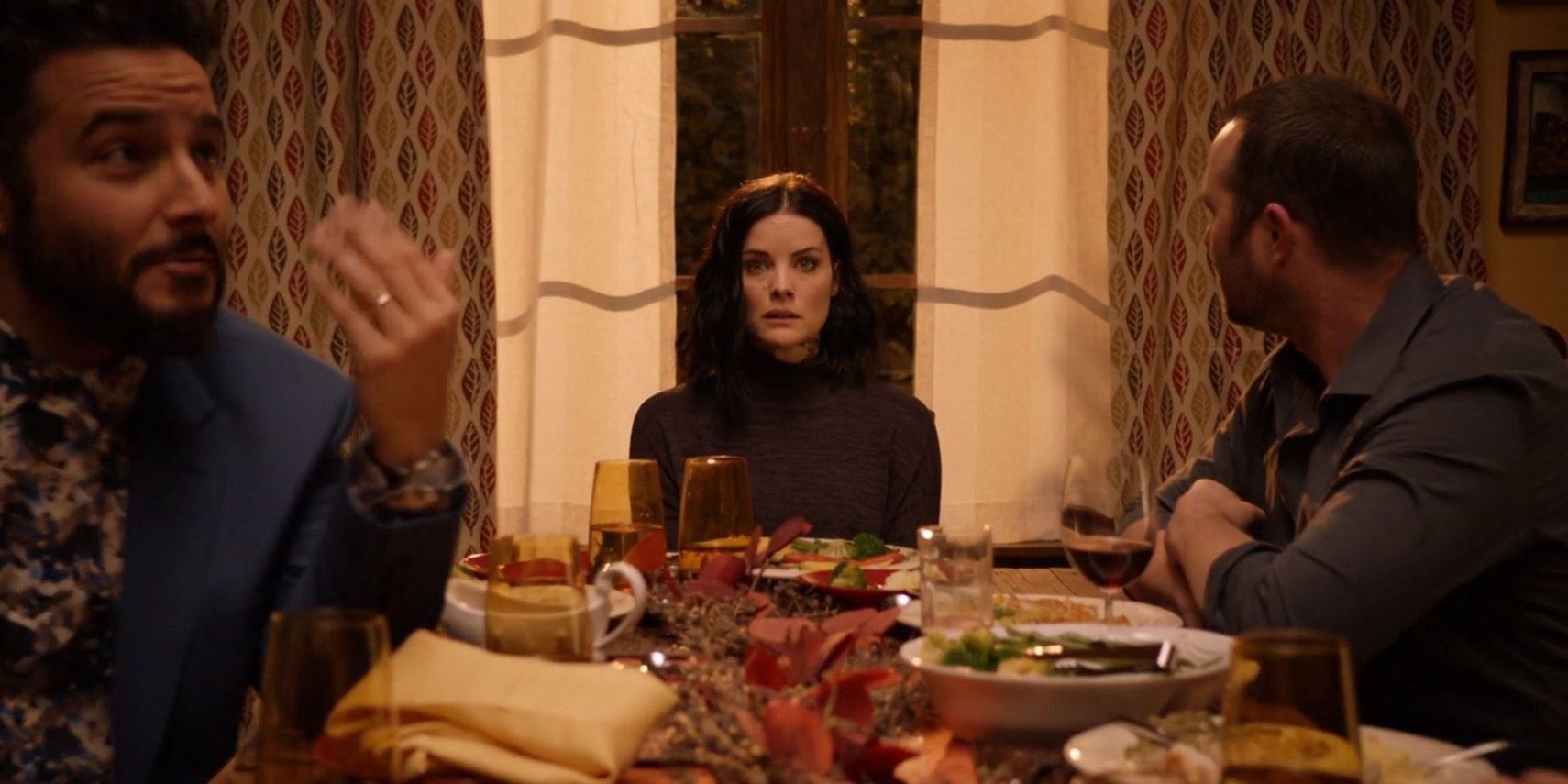 Jane at dinner in the finale of Blindspot
