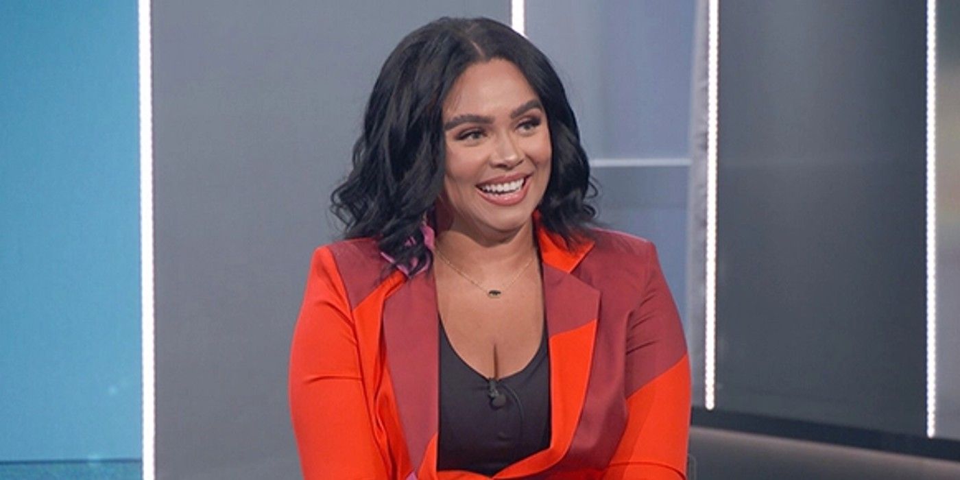 Jasmine Davis on Big Brother 24 wearing red jacket and black shirt smilng