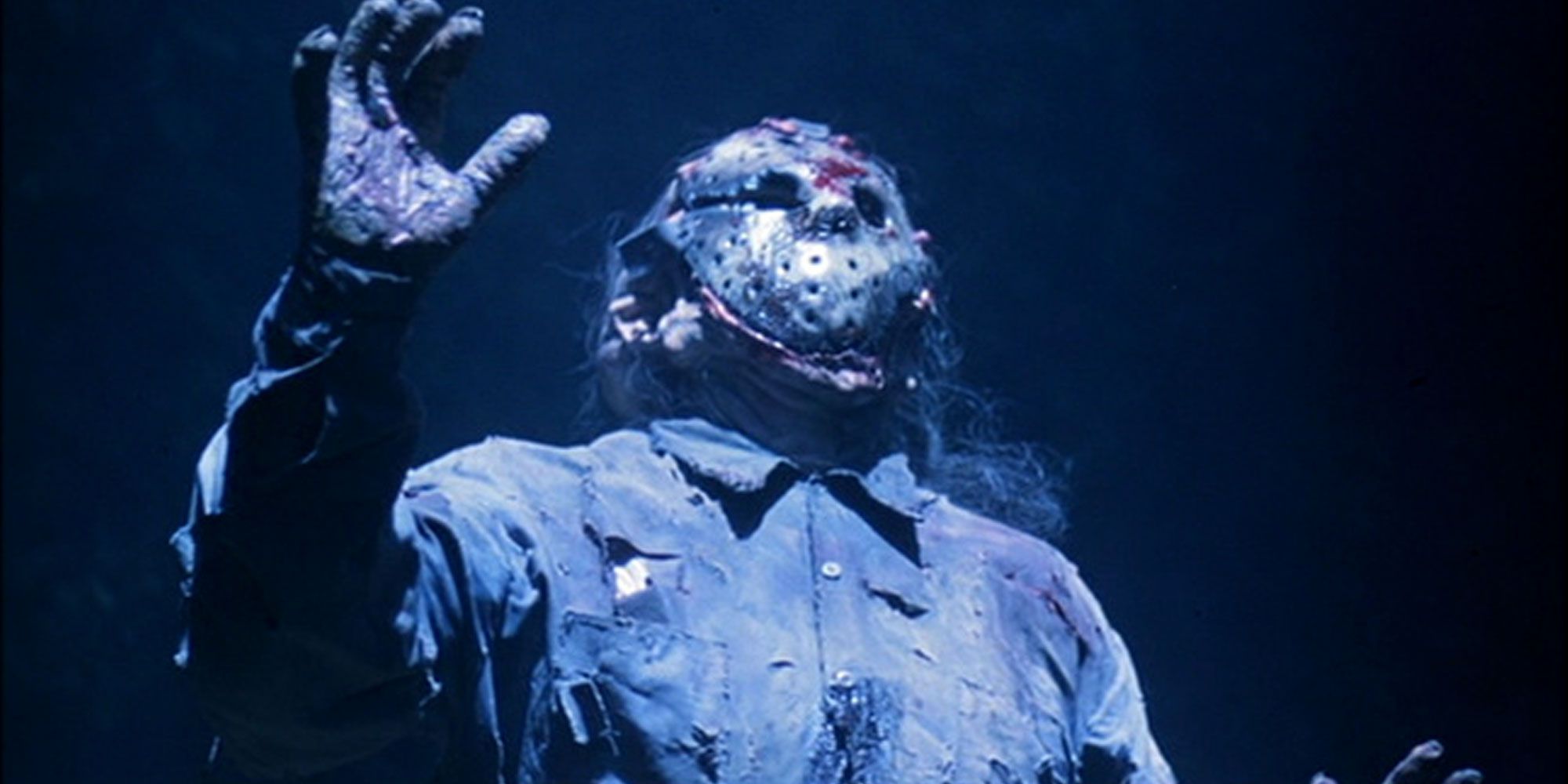 Kane Hodder as Jason Voorhees Looks Up in Jason Goes to Hell The Final Friday