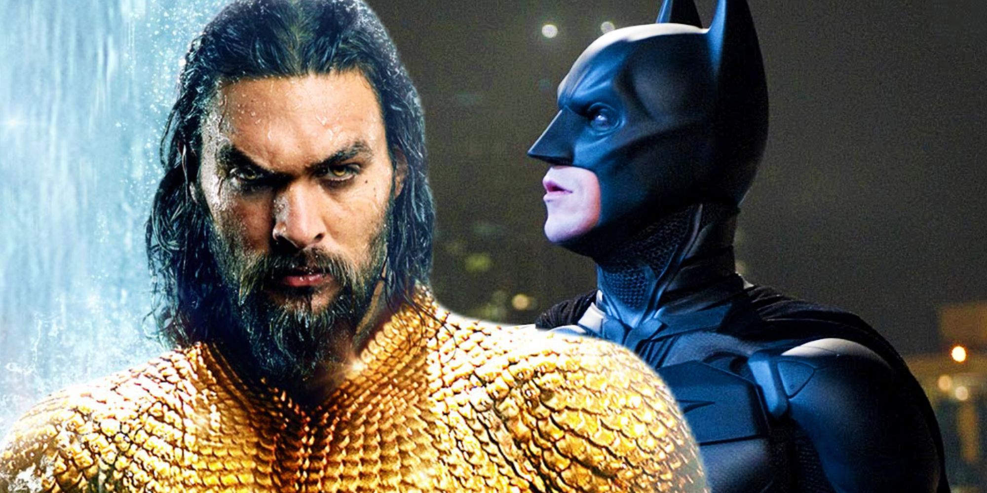 Jason Momoa as Aquaman and Christian Bale as Batman